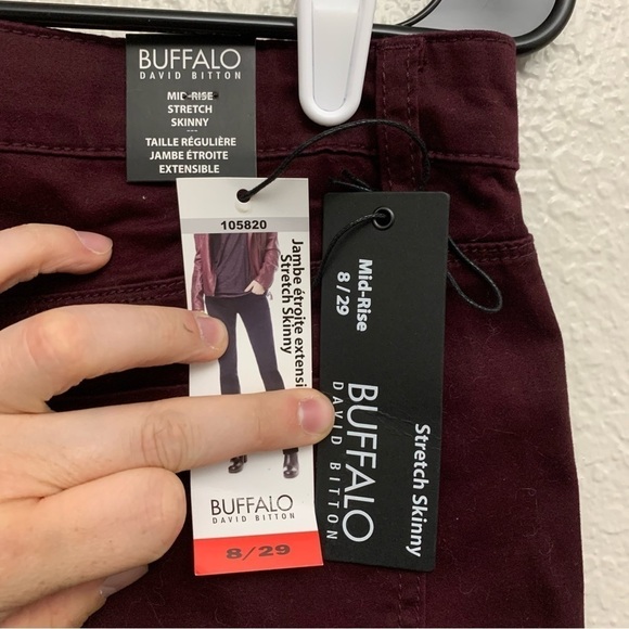 Buffalo David Bitton Women’s Hope Burgundy Mid‎ Rise  Skinny Jeans 8 / 29 NWT - Picture 4 of 6